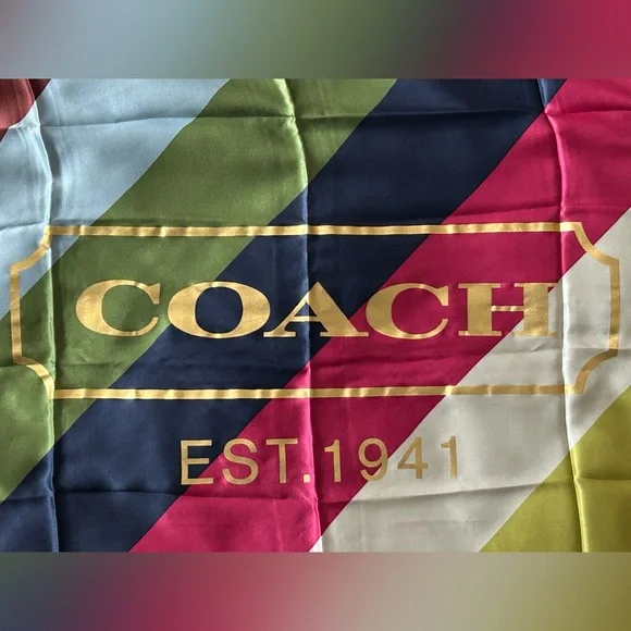 COACH Legacy Stripe Silk Scarf - Picture 3 of 6